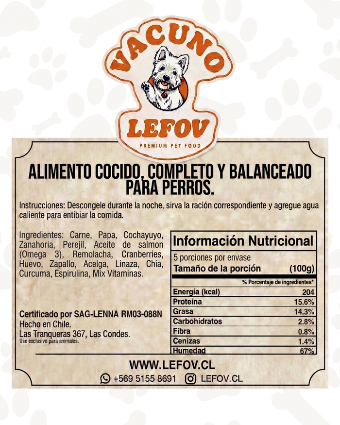 Menú Vacuno 500 Gr