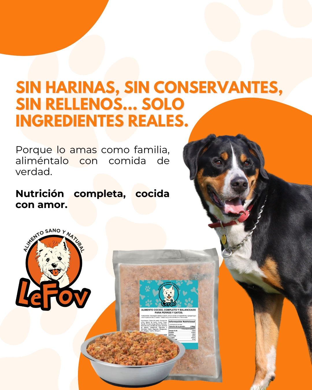 Alimento Para Perros Natural Cocido Sabor Cerdo 500 Gr